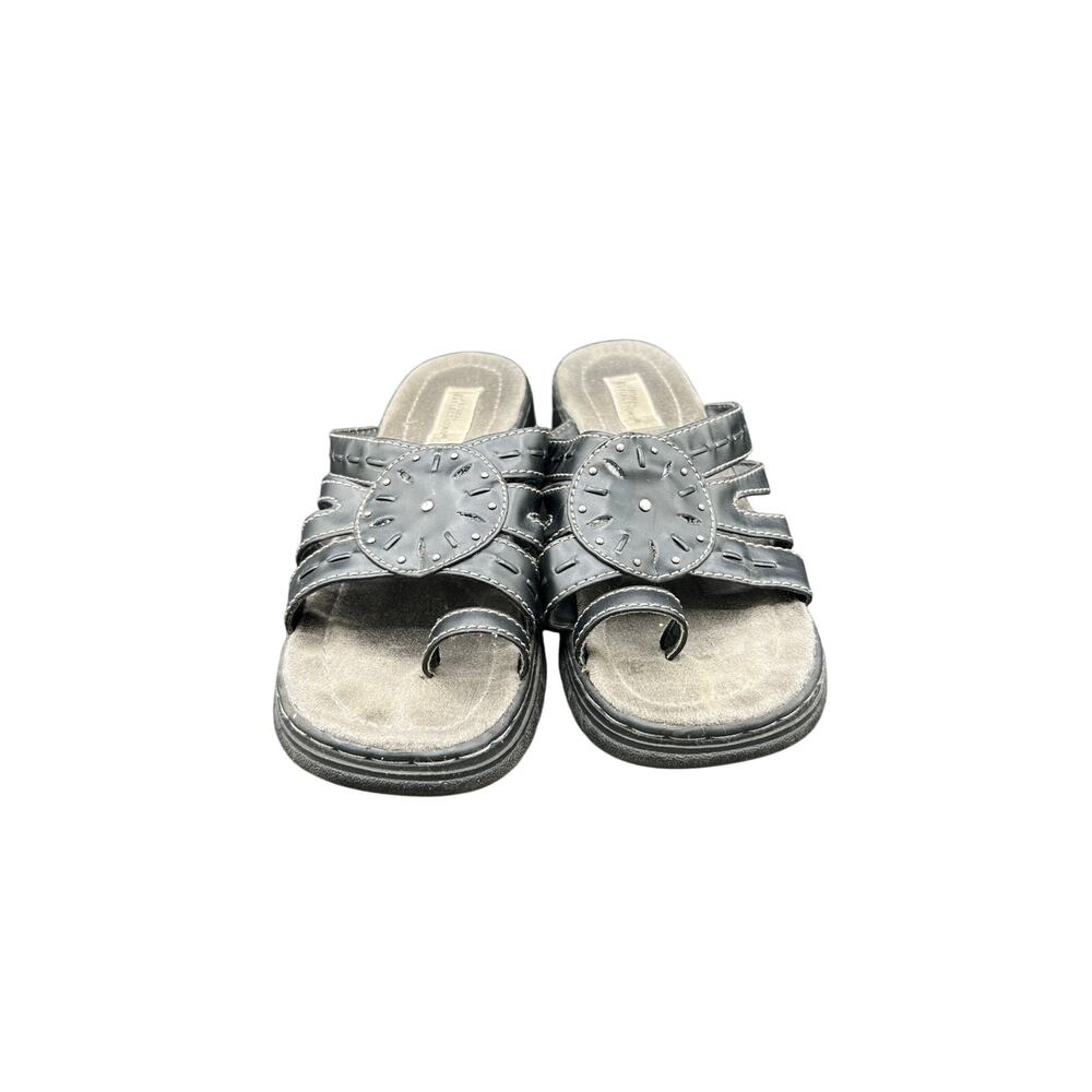🖤 Natural Reflections Black Thong Slide Sandals Women’s 9 Comfort Casual Summer - Picture 3 of 8
